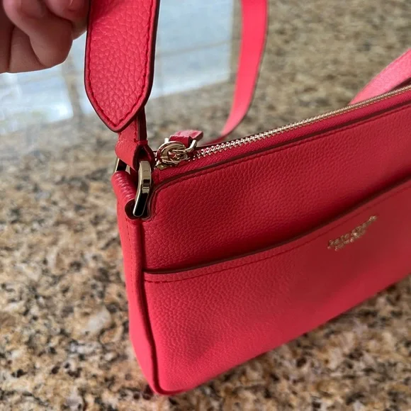 NEW Kate Spade Leather Crossbody Purse Coral πͺΈ Pink with Adjustable Strap - Picture 8 of 14